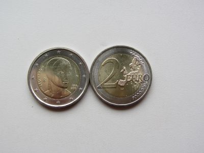 Лот: 14702733. Фото: 1. Италия 2 евро 2019 " 500 лет со... Европа