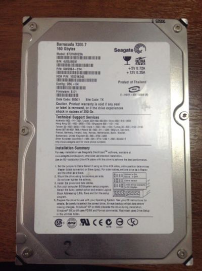 Лот: 10869419. Фото: 1. Seagate Barracuda 160Gb | Отличный... Жёсткие диски (HDD)
