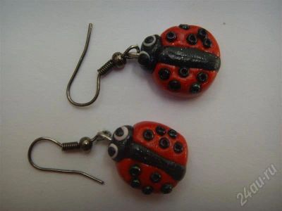 Лот: 441420. Фото: 1. серьги "Божьи коровки". Серьги, каффы