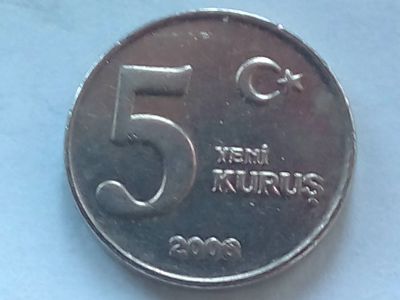 Лот: 18757222. Фото: 1. Монета Турции 5 новых курушей... Ближний восток
