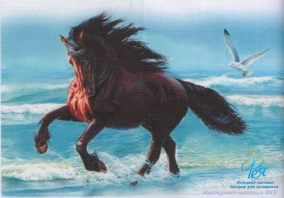Лот: 5347736. Фото: 1. Конь на море. Вышивание