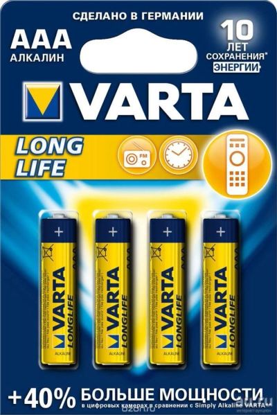 Лот: 8333054. Фото: 1. VARTA Long Life AAA батарейка. Расходные материалы