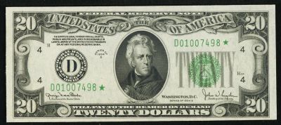 Лот: 16921288. Фото: 1. 20 долларов США 1934 г Серия замещения... Америка