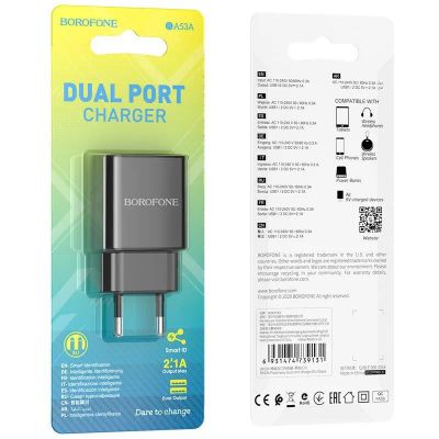 Лот: 22147484. Фото: 1. СЗУ BOROFONE BA-53A 2*USB 2.1A... Зарядные устройства, блоки питания, адаптеры сетевые для смартфонов