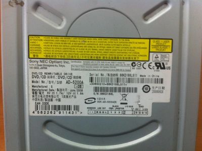 Лот: 3531096. Фото: 1. Sony NEC Optiarc AD-5200A Silver. Приводы CD, DVD, BR, FDD