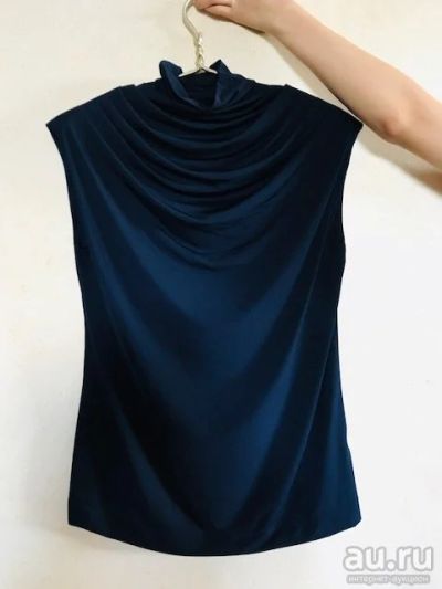 Лот: 16284588. Фото: 1. Блуза, блузка темно-синяя размер... Блузы, рубашки