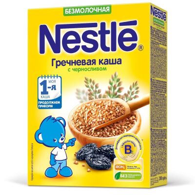 Лот: 11677834. Фото: 1. Каша Nestle безмолочная гречка-чернослив... Детское питание