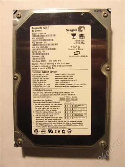 Лот: 1518411. Фото: 1. HDD Seagate Barracuda 7200.7 40gb... Жёсткие диски (HDD)
