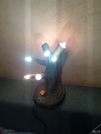 Лот: 16294505. Фото: 1. Лампа ночник дерево. Резьба