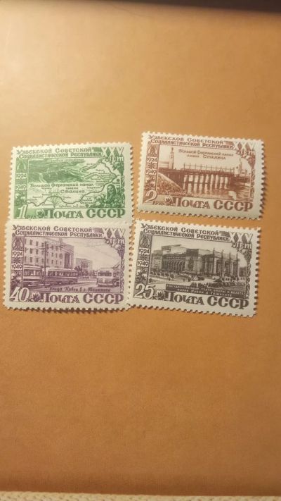 Лот: 24845358. Фото: 1. почтовые марки 1950.25 лет Узбекской... Марки