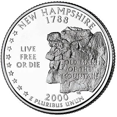 Лот: 3758343. Фото: 1. США. 25 центов. 2000 год. Нью-Гэмпшир... Америка