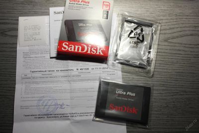 Лот: 5595886. Фото: 1. SSD 128GB SanDisk Ultra Plus SATA... SSD-накопители