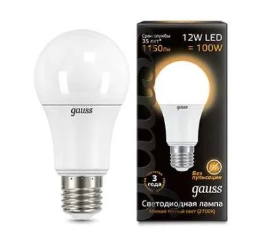 Лот: 12420226. Фото: 1. Лампа Gauss LED A60 шар 12W E27... Другое освещение