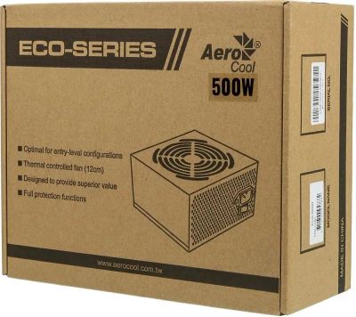 Лот: 21282237. Фото: 1. Новый Блок питания AeroCool ECO-500W... Корпуса, блоки питания