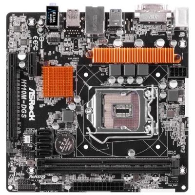 Лот: 10962549. Фото: 1. Материнская плата Asrock H110M-DGS... Материнские платы