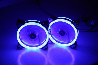 Лот: 12648975. Фото: 1. blue LED cooler 12x12 12025 Прозрачные... Системы охлаждения