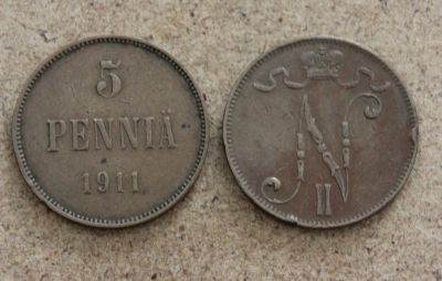 Лот: 24343049. Фото: 1. Русская Финляндия 5 пенни 1911... Россия до 1917 года