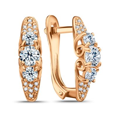 Лот: 23846824. Фото: 1. Серебряные серьги с фианитами. Серьги, каффы