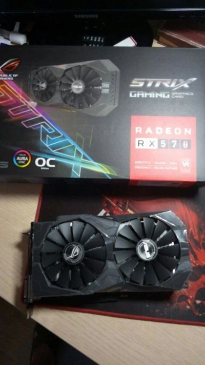 Лот: 9706730. Фото: 1. RX570 ASUS STRIX caming 4 gb. Видеокарты