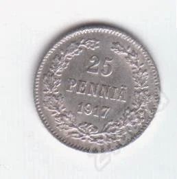 Лот: 258051. Фото: 1. 25 пенни. 1917 год. Финляндия... Другое (монеты)