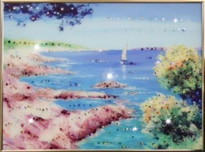 Лот: 21290810. Фото: 1. Картина Морской пейзаж с кристаллами... Другое (сувениры, подарки)