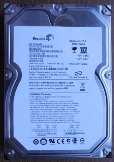 Лот: 3994386. Фото: 1. Жесткий диск 1TB Seagate ST31000340NS... Жёсткие диски (HDD)