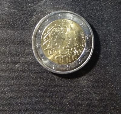 Лот: 9636543. Фото: 1. Латвия. 2 евро 2015. 30 лет флагу... Европа