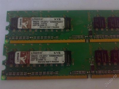 Лот: 1248078. Фото: 1. 2*512Mb DDR2 PC2-6400 Kingston. Оперативная память