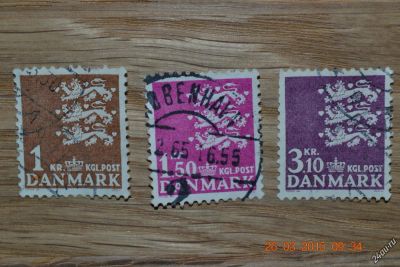 Лот: 5722600. Фото: 1. Марки Дании 1968г. и 1970г. Герб. Марки
