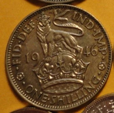 Лот: 5748831. Фото: 1. Шиллинг 1946 сохран, серебро. Великобритания и острова