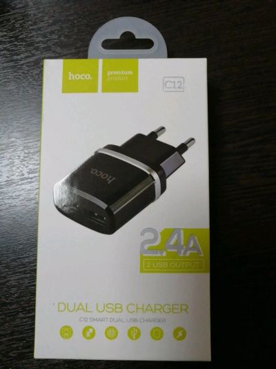 Лот: 15166071. Фото: 1. СЗУ Hoco C12 2USB 2,4A Black. Зарядные устройства, блоки питания, адаптеры сетевые для смартфонов