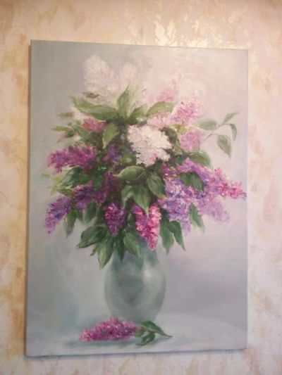 Лот: 8545589. Фото: 1. Картина "Сирень" х.м. 40х60. Картины, гравюры