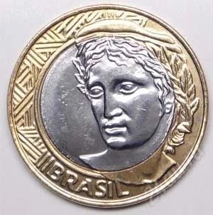 Лот: 1588273. Фото: 1. Бразилия. 1 реал 2002г. Биметалл... Америка