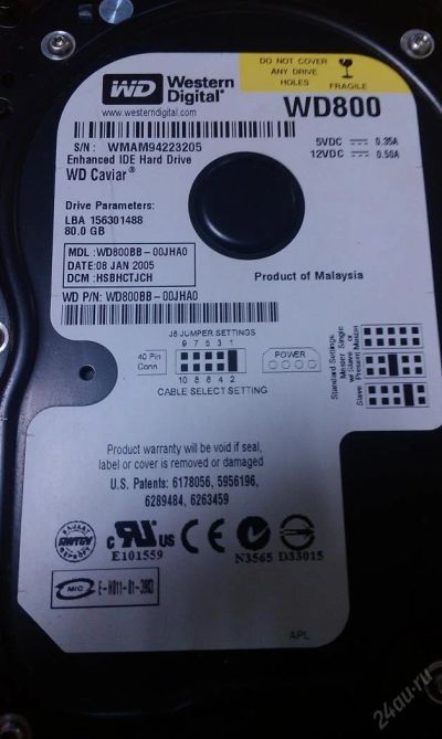 Лот: 5864562. Фото: 1. Жесткий диск Western Digital WD800BB-00JHA0... Жёсткие диски (HDD)
