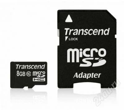 Лот: 1190518. Фото: 1. карта памяти microsdhc 8 gb transcend... Карты памяти
