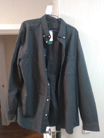 Лот: 17720093. Фото: 1. Черная рубашка H&M XL. Рубашки, водолазки