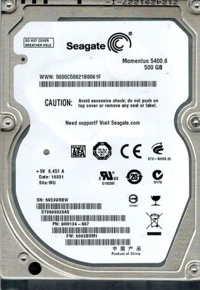 Лот: 4945020. Фото: 1. Жесткий диск 2.5" SATA-II 500Gb... Жёсткие диски (HDD)