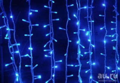 Лот: 16760419. Фото: 1. Штора 240LED синяя, 2х2м прозр... Гирлянды, шарики, новогодние аксессуары