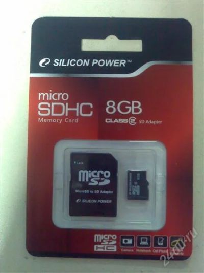 Лот: 959021. Фото: 1. Карта памяти MicroSD 8GB Silicon... Карты памяти