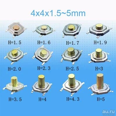 Лот: 13397985. Фото: 1. Микрокнопка без фиксации 4*4... Реле, тумблеры, переключатели