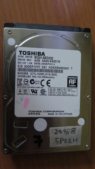 Лот: 16369521. Фото: 1. Жесткий диск Toshiba MQ01ABD032... Жёсткие диски