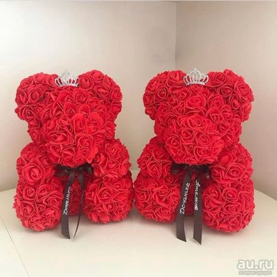 Лот: 13326465. Фото: 1. Мишка медведь из 3D роз красного... Мягкие