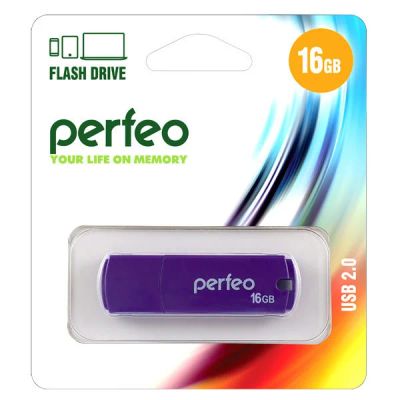 Лот: 12768743. Фото: 1. USB флэш Perfeo USB 16GB C05 фиолетовый... USB-флеш карты