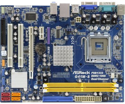 Лот: 11345303. Фото: 1. Материнская плата AsRock G41M-S... Материнские платы