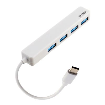 Лот: 25010299. Фото: 1. USB_Хаб 4xUSB Perfeo PF-H039 белый. USB хабы