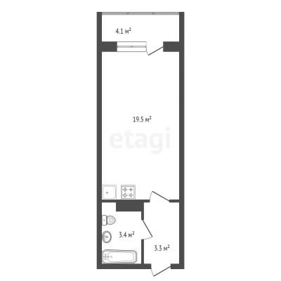 Лот: 22557037. Фото: 1. Продам 1-комн. кв. 26.4 кв.м... Квартиры, студии