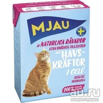 Лот: 16012645. Фото: 1. Mjau (Мяу) мясные кусочки в желе... Корма