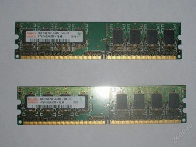 Лот: 2219242. Фото: 1. 2 Модуля ОЗУ по 1 GB Hyunix 1Rx8-PC2-5300-555-12... Оперативная память