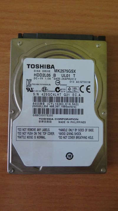 Лот: 14473254. Фото: 1. Жесткий диск Toshiba MK2575GSX... Жёсткие диски (HDD)