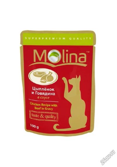 Лот: 5110539. Фото: 1. Паучи Molina для кошек, цыпленок... Корма